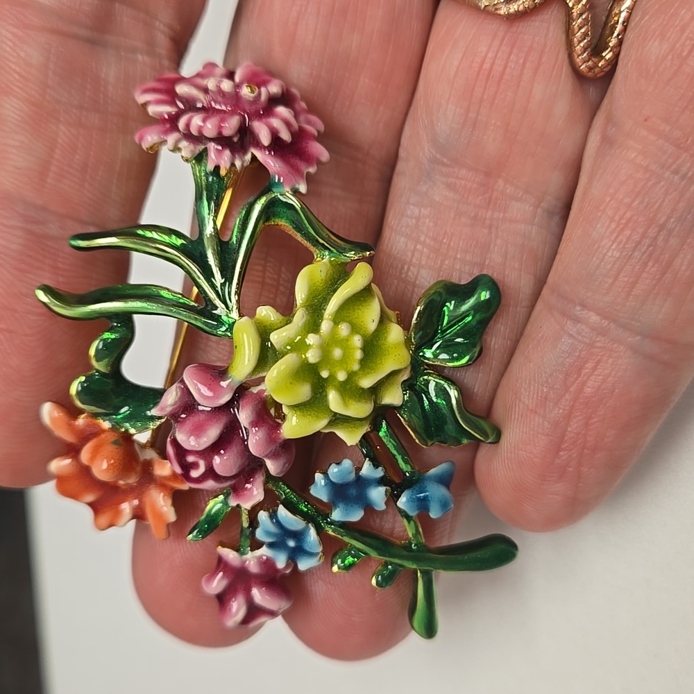Bob Mackie Multicolor Floral Brooch - Picture 3 of 3